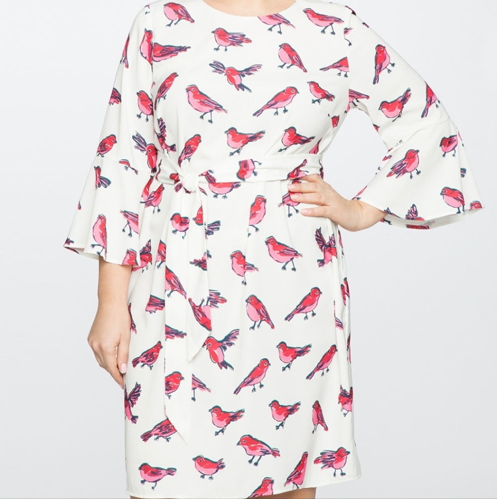 Draper James X Eloquii Pink Bird Print Dress Size 18